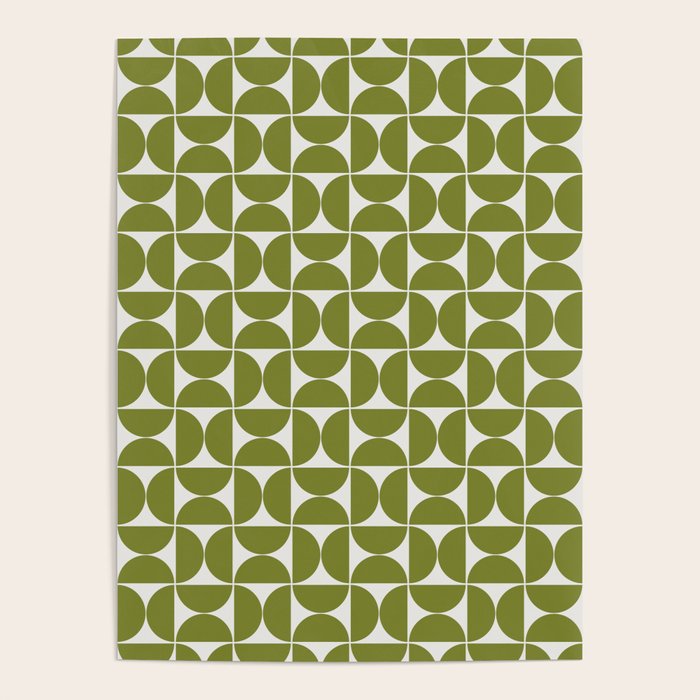 Mid-Century Modern Pattern No.29 Mini - Off-White and Green Poster Gallery Image 4