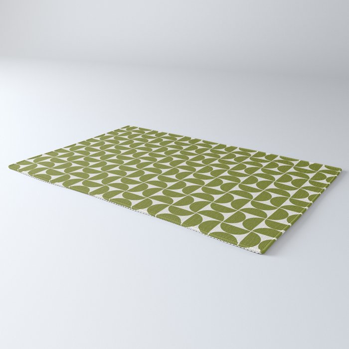 Mid-Century Modern Pattern No.29 Mini - Off-White and Green Rug Gallery Image 3