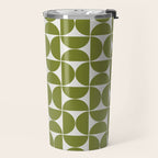 Mid-Century Modern Pattern No.29 Mini - Off-White and Green Travel Mug Gallery Image 2