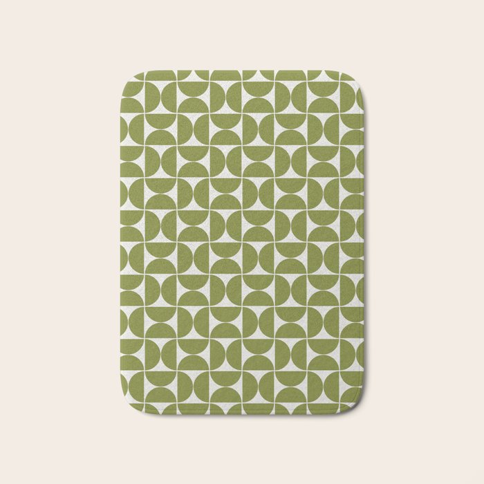 Mid-Century Modern Pattern No.29 Mini - Off-White and Green Bath Mat Gallery Image 1