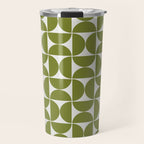 Mid-Century Modern Pattern No.29 Mini - Off-White and Green Travel Mug Gallery Image 1