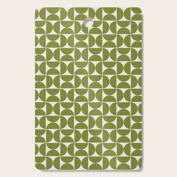 Mid-Century Modern Pattern No.29 Mini - Off-White and Green Cutting Board Gallery Image 1