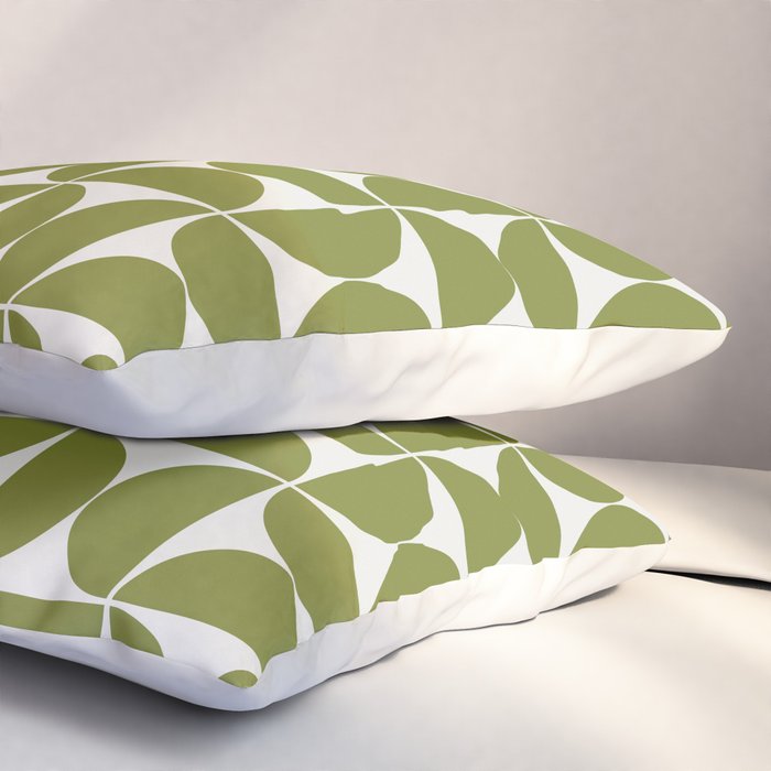 Mid-Century Modern Pattern No.29 Mini - Off-White and Green Pillow Sham Gallery Image 3
