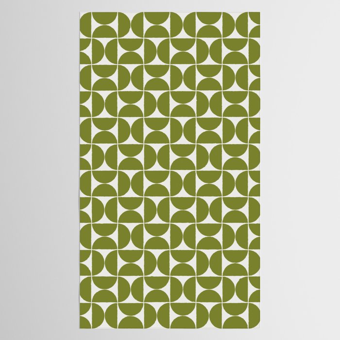 Mid-Century Modern Pattern No.29 Mini - Off-White and Green Tablecloth Gallery Image 2