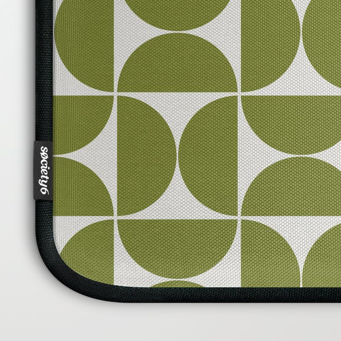 Mid-Century Modern Pattern No.29 Mini - Off-White and Green Laptop Sleeve Gallery Image 3