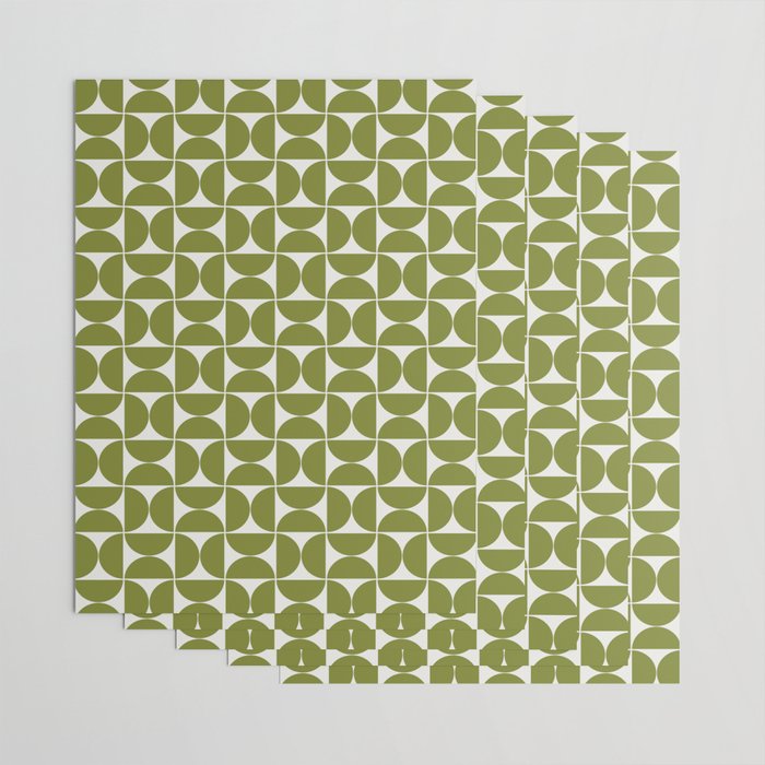 Mid-Century Modern Pattern No.29 Mini - Off-White and Green Wrapping Paper Gallery Image 3