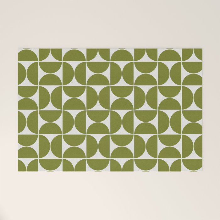 Mid-Century Modern Pattern No.29 Mini - Off-White and Green Welcome Mat Gallery Image 1