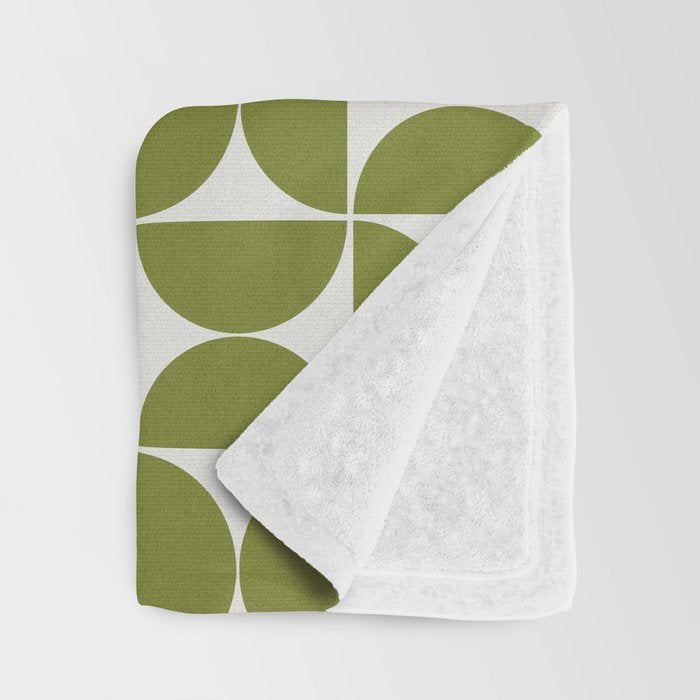 Mid-Century Modern Pattern No.29 Mini - Off-White and Green Throw Blanket Gallery Image 3