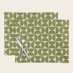 Mid-Century Modern Pattern No.29 Mini - Off-White and Green Placemat Gallery Image 1