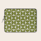 Mid-Century Modern Pattern No.29 Mini - Off-White and Green Laptop Sleeve Gallery Image 1