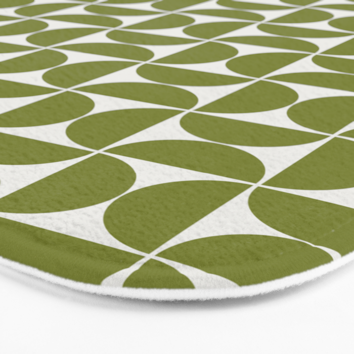 Mid-Century Modern Pattern No.29 Mini - Off-White and Green Bath Mat Gallery Image 3