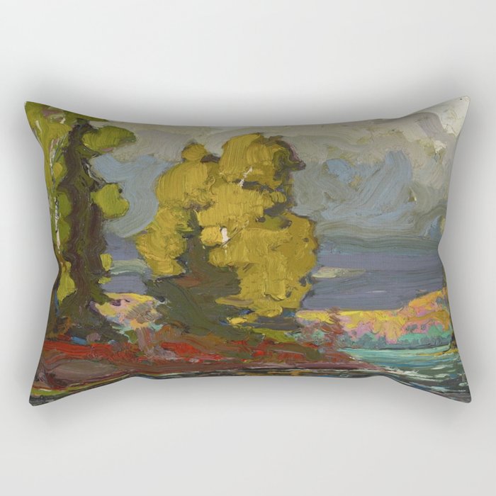 Tom Thomson Poplars by a Lake 1916 Canadian Landscape Artist Rectangular Pillow Gallery Image 1
