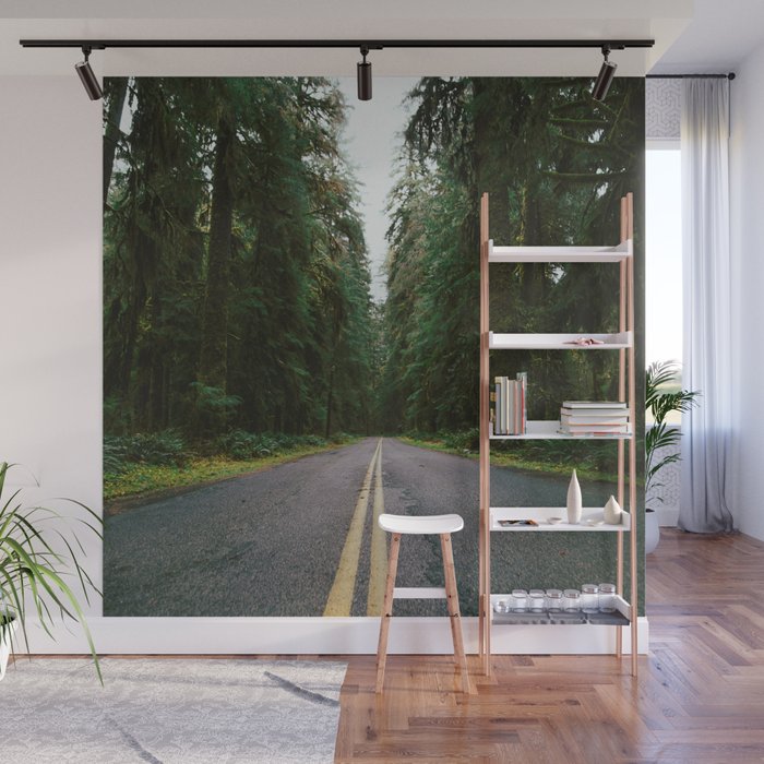 Pacific Northwest Rainforest Drive Wall Mural Gallery Image 1