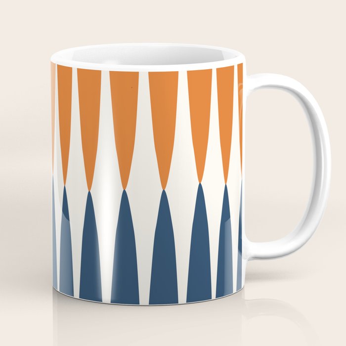 Abstract Shapes 106 Pattern in vintage Orange and Navy Blue  Coffee Mug Gallery Image 1