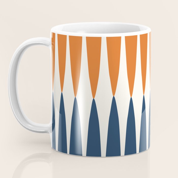Abstract Shapes 106 Pattern in vintage Orange and Navy Blue  Coffee Mug Gallery Image 3