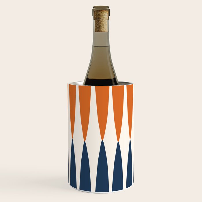 Abstract Shapes 106 Pattern in vintage Orange and Navy Blue  Wine Chiller Gallery Image 1