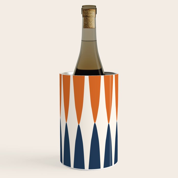 Abstract Shapes 106 Pattern in vintage Orange and Navy Blue  Wine Chiller Gallery Image 2