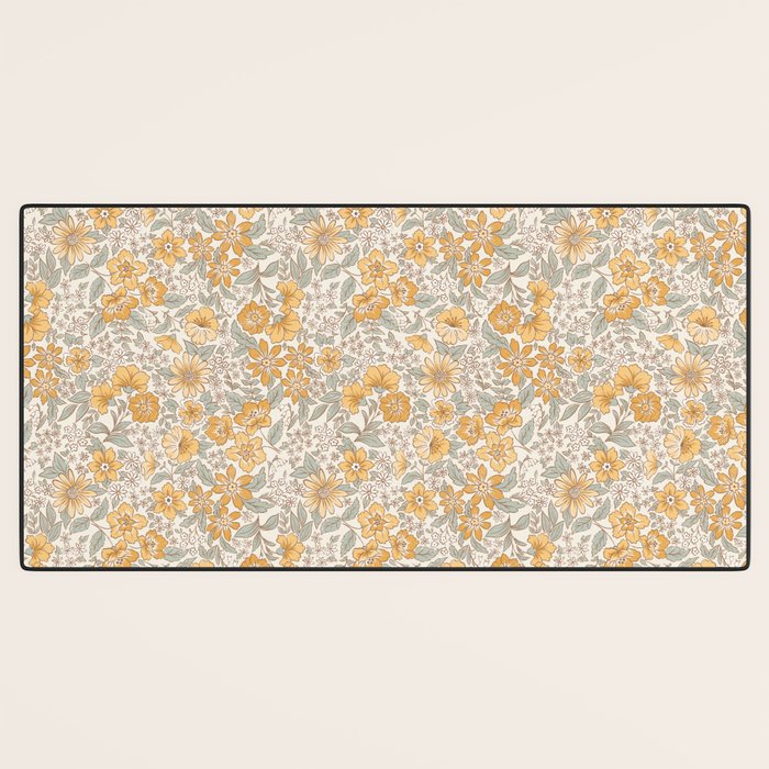 Posey - gold and sage Desk Mat Gallery Image 3