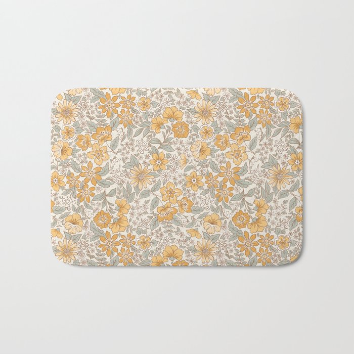 Posey - gold and sage Bath Mat Gallery Image 1