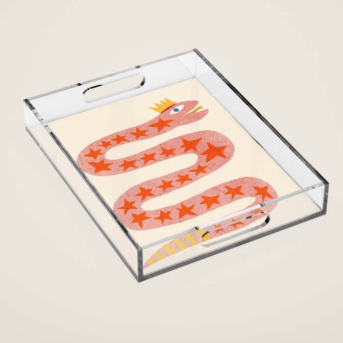 Abstraction_LITTLE_KING_COBRA_SNAKE_CUTE_ADORABLE_POP_ART_0916A Acrylic Tray Gallery Image 1