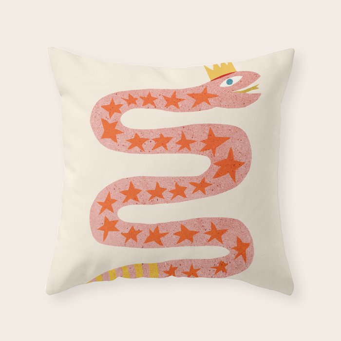 Abstraction_LITTLE_KING_COBRA_SNAKE_CUTE_ADORABLE_POP_ART_0916A Throw Pillow Gallery Image 6