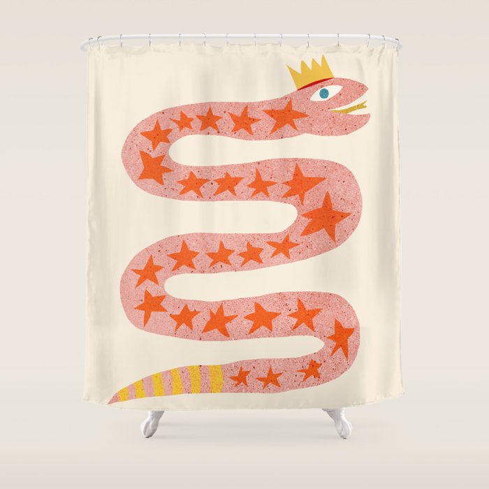 Abstraction_LITTLE_KING_COBRA_SNAKE_CUTE_ADORABLE_POP_ART_0916A Shower Curtain Gallery Image 1