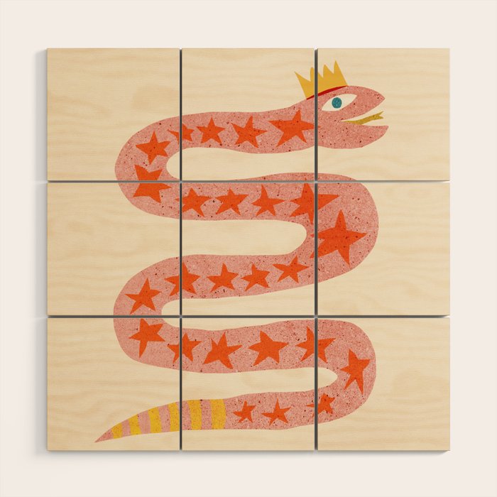 Abstraction_LITTLE_KING_COBRA_SNAKE_CUTE_ADORABLE_POP_ART_0916A Wood Wall Art Gallery Image 1