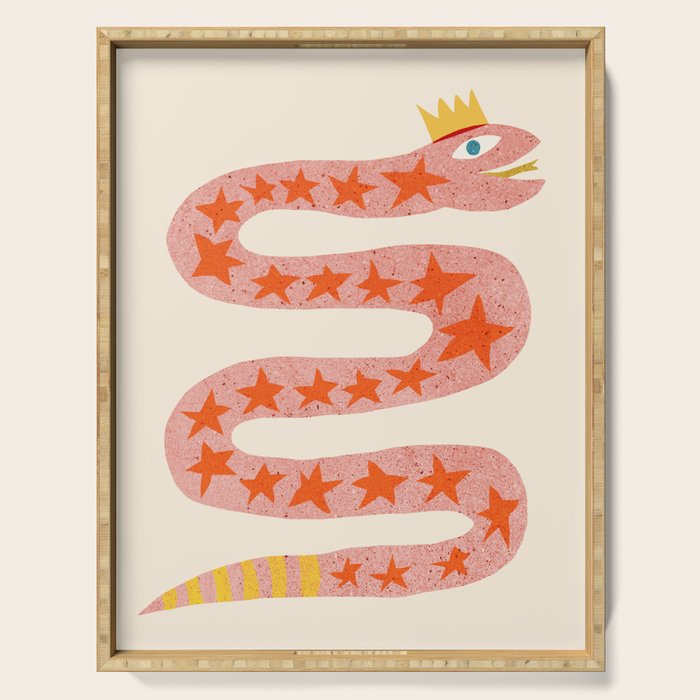 Abstraction_LITTLE_KING_COBRA_SNAKE_CUTE_ADORABLE_POP_ART_0916A Serving Tray Gallery Image 1