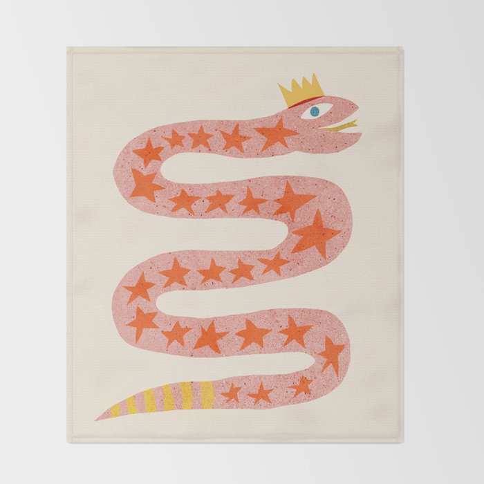 Abstraction_LITTLE_KING_COBRA_SNAKE_CUTE_ADORABLE_POP_ART_0916A Throw Blanket Gallery Image 2