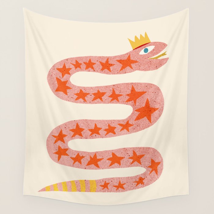 Abstraction_LITTLE_KING_COBRA_SNAKE_CUTE_ADORABLE_POP_ART_0916A Wall Tapestry Gallery Image 4