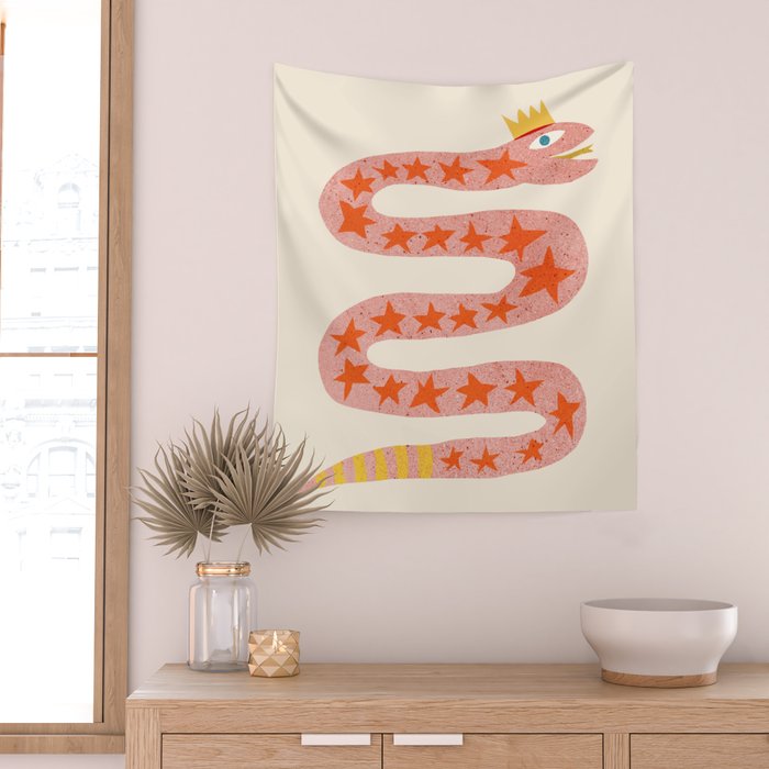Abstraction_LITTLE_KING_COBRA_SNAKE_CUTE_ADORABLE_POP_ART_0916A Wall Tapestry Gallery Image 2