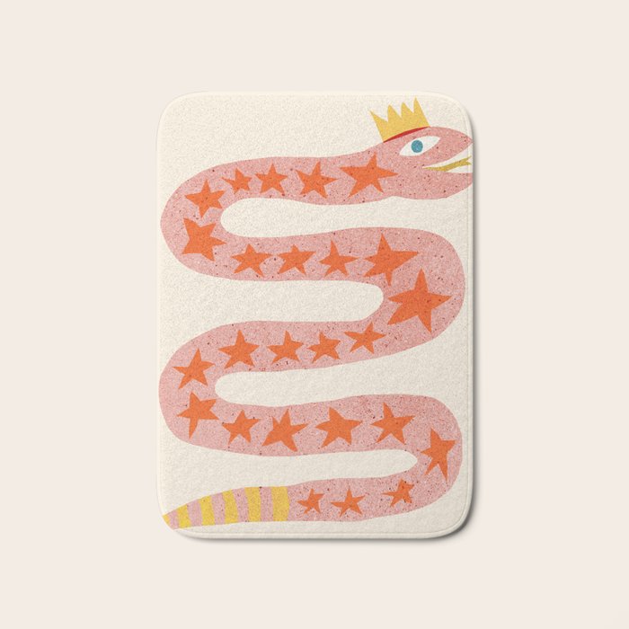 Abstraction_LITTLE_KING_COBRA_SNAKE_CUTE_ADORABLE_POP_ART_0916A Bath Mat Gallery Image 1