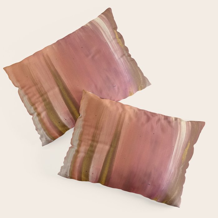 Blush with Gold Abstract Pillow Sham Gallery Image 3