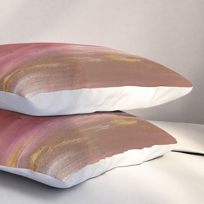 Blush with Gold Abstract Pillow Sham Gallery Image 3