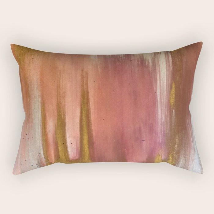Blush with Gold Abstract Rectangular Pillow Gallery Image 2