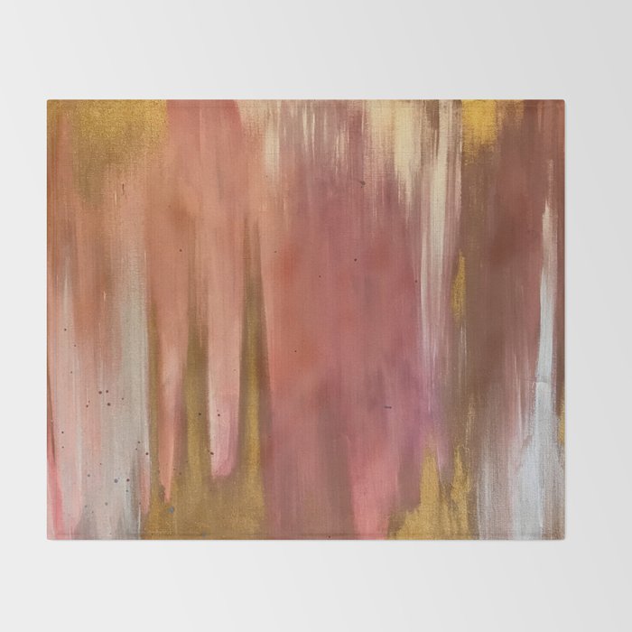Blush with Gold Abstract Throw Blanket Gallery Image 2
