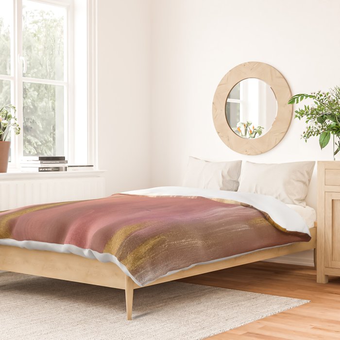 Blush with Gold Abstract Duvet Cover Gallery Image 2