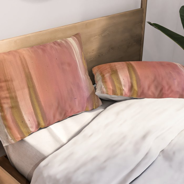 Blush with Gold Abstract Pillow Sham Gallery Image 2