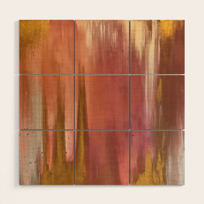 Blush with Gold Abstract Wood Wall Art Gallery Image 1