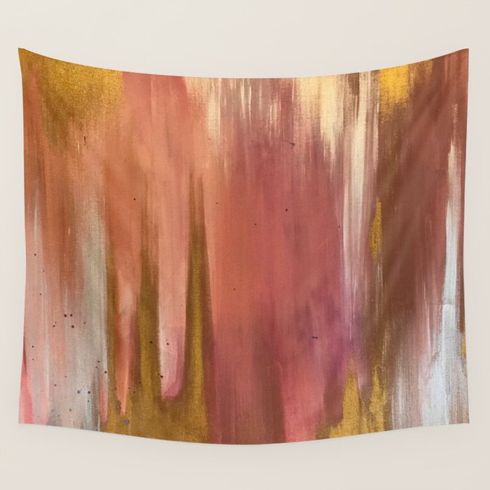 Blush with Gold Abstract Wall Tapestry Gallery Image 4