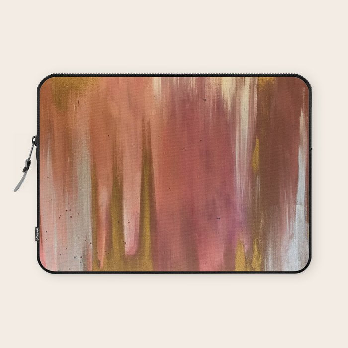 Blush with Gold Abstract Laptop Sleeve Gallery Image 1