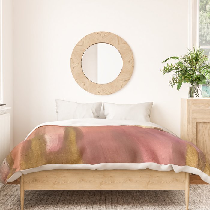 Blush with Gold Abstract Duvet Cover Gallery Image 3