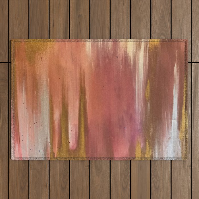 Blush with Gold Abstract Outdoor Rug Gallery Image 1