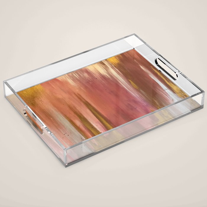 Blush with Gold Abstract Acrylic Tray Gallery Image 1