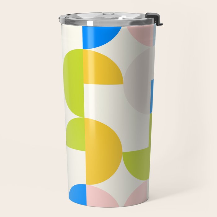 Mid Century Modern Geometry Pastel 9 Travel Mug Gallery Image 2