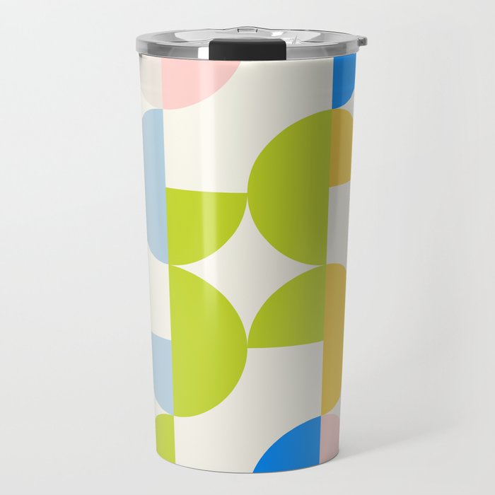 Mid Century Modern Geometry Pastel 9 Travel Mug Gallery Image 1