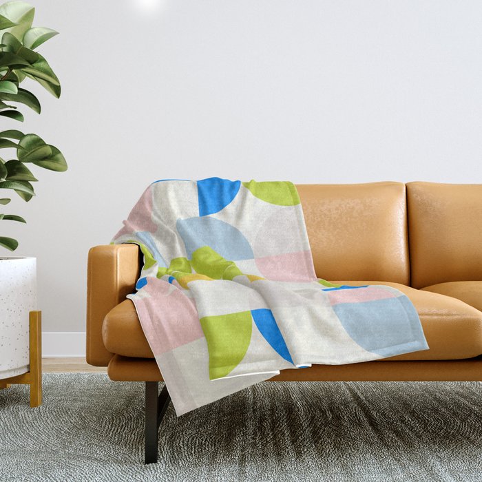 Mid Century Modern Geometry Pastel 9 Throw Blanket Gallery Image 1