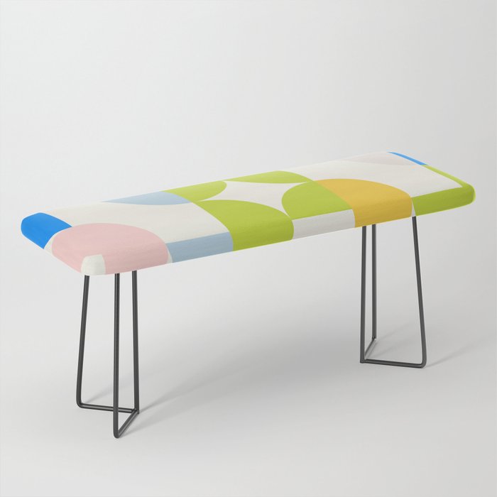 Mid Century Modern Geometry Pastel 9 Bench Gallery Image 1
