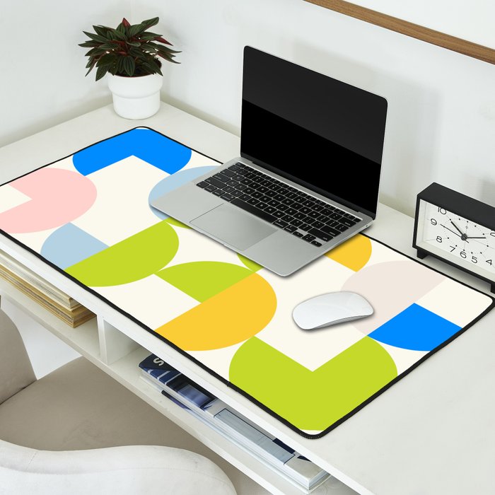 Mid Century Modern Geometry Pastel 9 Desk Mat Gallery Image 2