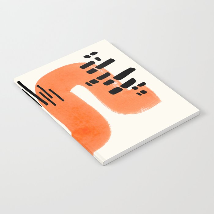 Mid Century Modern abstract Minimalist Fun Colorful Shapes Patterns Orange Watercolor Wiggle Stroke Notebook Gallery Image 1